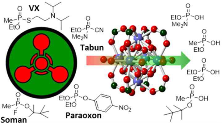 금속-유기 골격체를 이용한 농약(paraoxon)과 신경 작용제(soman, VX, tabun) 분해