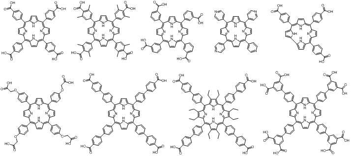 다양한 작용기로 치환된 포피린 유기 리간드 후보군