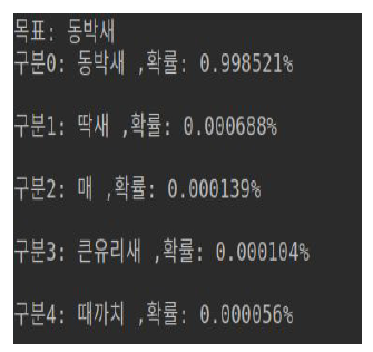 Top5 결과 및 확률 값 표출