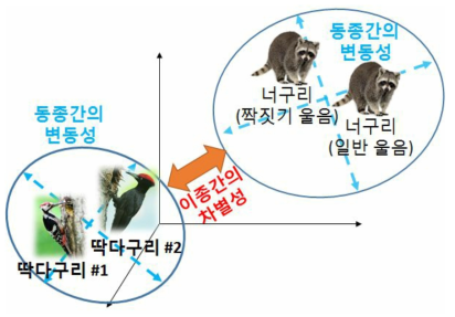 동종간의 변동성과 이종간의 차별성에 관한 개념 예시