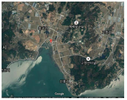논산시 탑정호수생태공원 근방의 위성지도