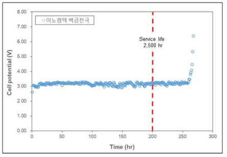 Pt 전극의 가속수명평가 결과