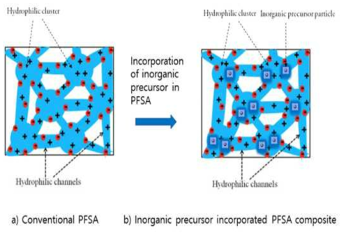 Organo silane/PFSA polymer composite membrane의 개념도