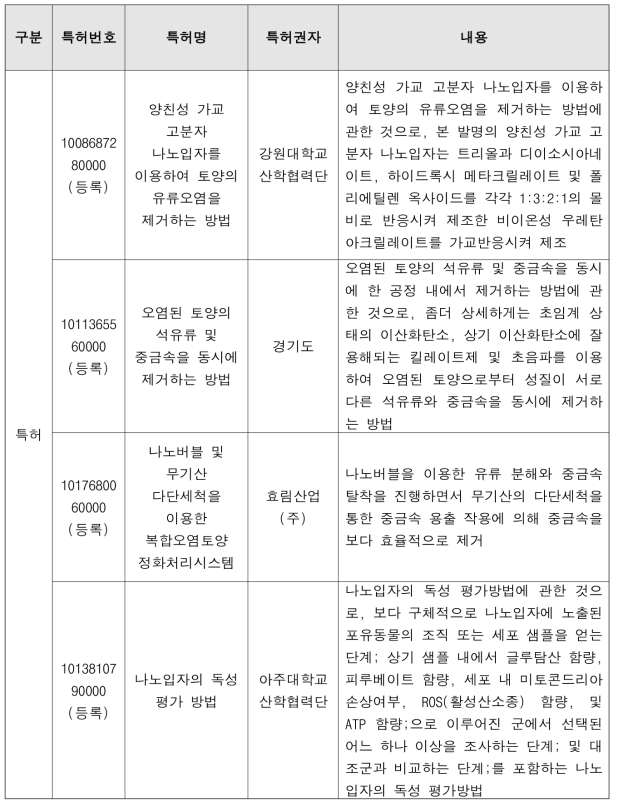 국내 나노입자 관련 지식재산권 현황