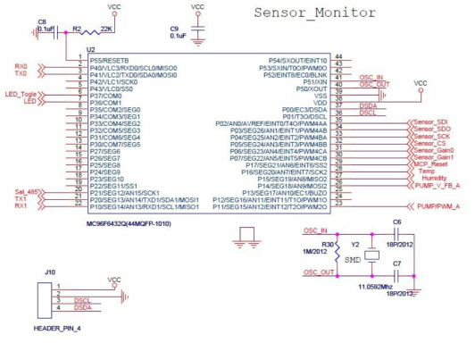 MCU(MC96F6432)와 주변회로