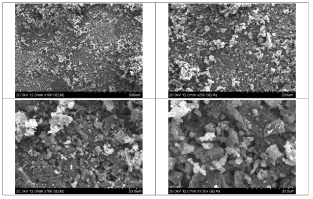 GA 폐활성탄 시료의 주사전자현미경(SEM) 사진