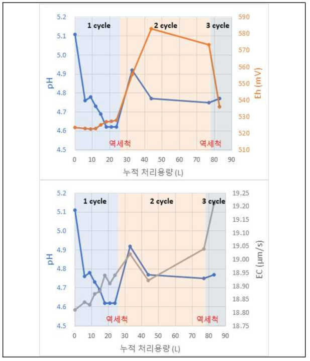 전처리 필터의 누적 처리 용량과 역세척에 따른 처리수의 화학적 특성 변화