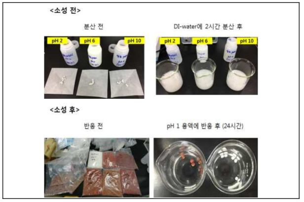 혼합 소성 펠렛의 소성 전후 용출실험 결과