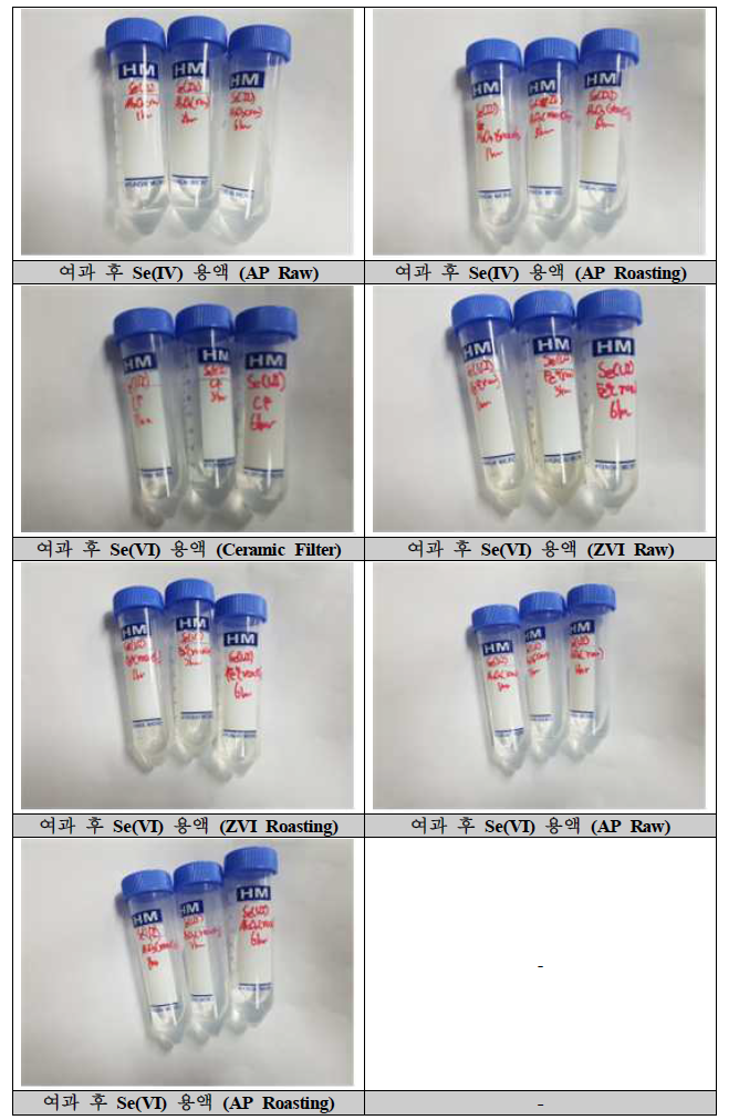 Se 제거 6hr 반응 실험