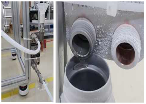 열교환기와 액화질소를 이용한 극저온 간접 표면 응축 실험 (LN2 100cc/min 주입, 탈착가스 10LPM. 탈착온도 220℃)