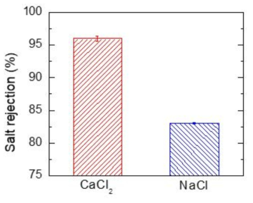 분리막의 CaCl2와 NaCl의 제거율 평가