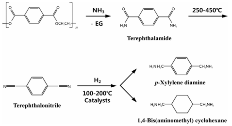 Route of PET ammonolysis