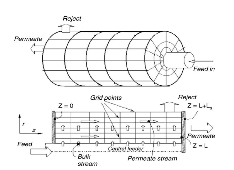 중공사 막에 대한 유한 차분 메쉬의 작성 (Chatterjee et al. 2004)