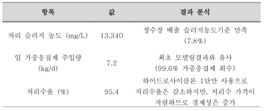 실험결과 반영 Mass balance 모델링 결과