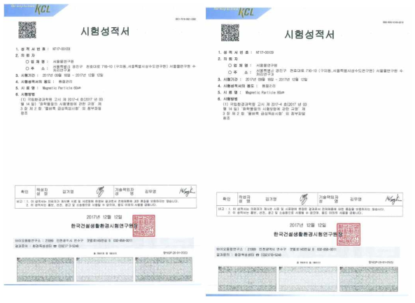 독성평가 결과서; (a) 60 ㎛; (b) 80 ㎛