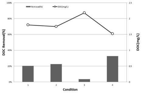 반응조건별 DOC 제거율