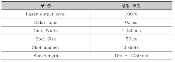 LIBS 실험 조건