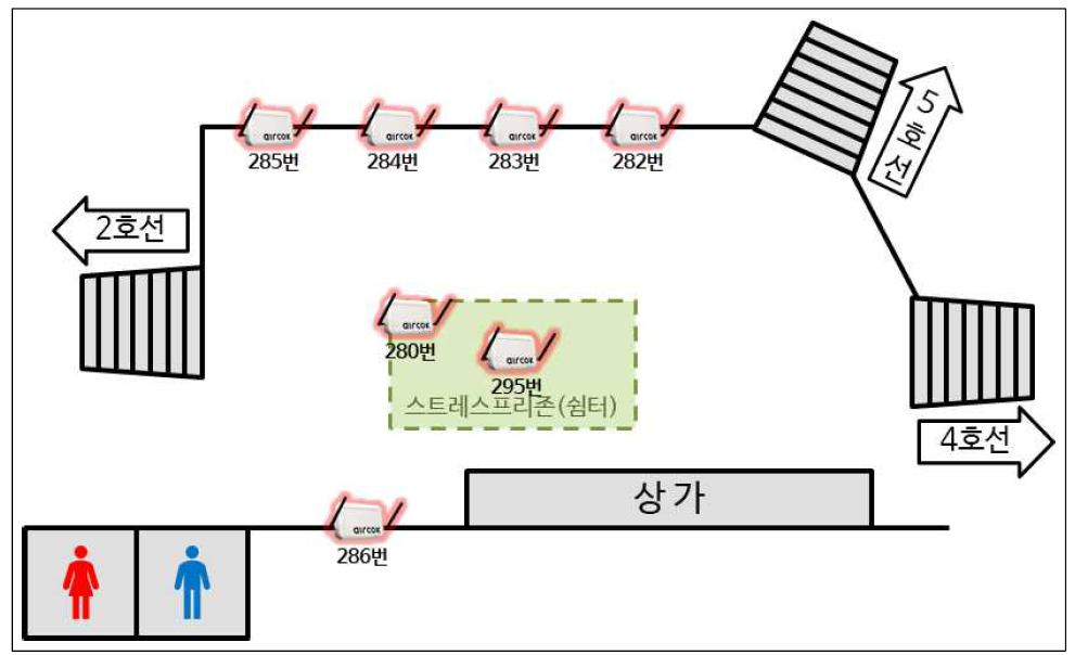 동대문역사문화공원역에 설치된 IoT 장비 위치