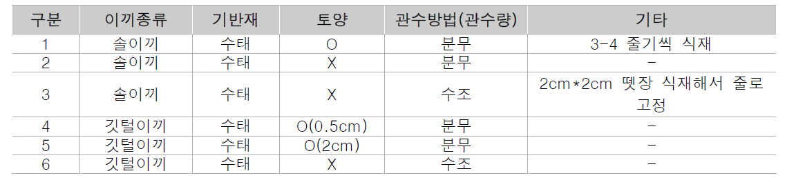 이끼 수평 생육 실험