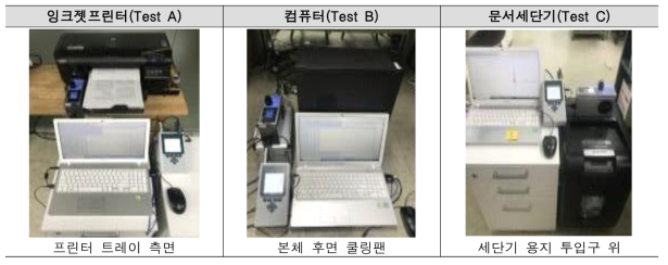 사무기기별 미세먼지 측정 위치