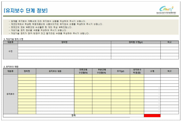 데이터 관리 양식(유지/보수단계)