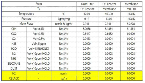 200 Unit 물질수지 (Membrane Skid 적용)