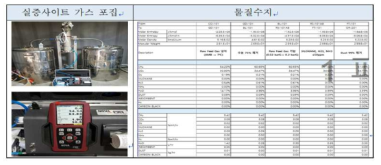 100 Unit 가스 포집 분석 및 최종 물질수지