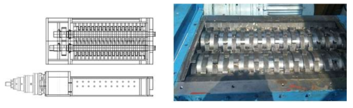 CCFL 모듈 파쇄를 위한 슈레더 장비