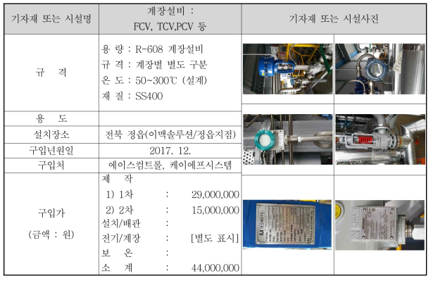 계장설비 (FCV, TCV,PCV 등) (1/2차)