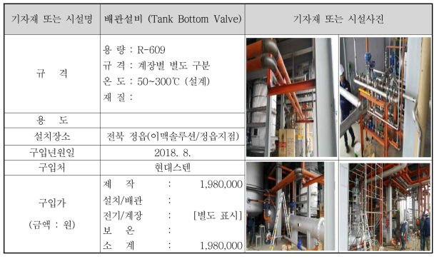 배관설비 (Tank Bottom Valve)