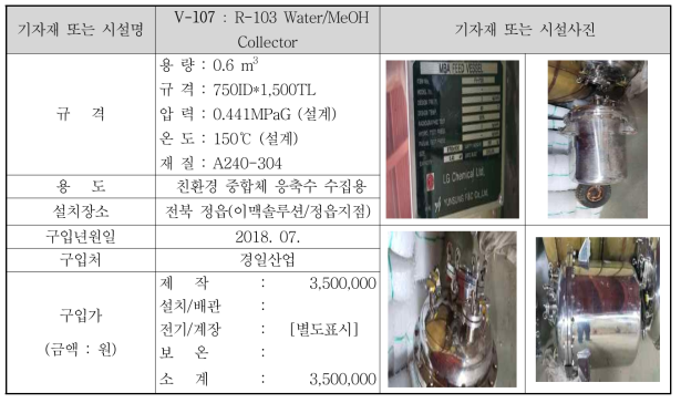 V-107 : R-103 Water/MeOH Collector