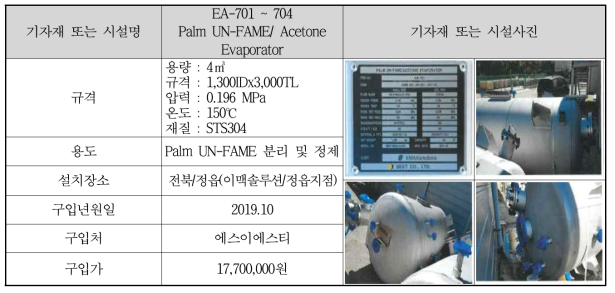 EA-701 ~ 704 Palm UN-FAME/ Acetone Evaporator