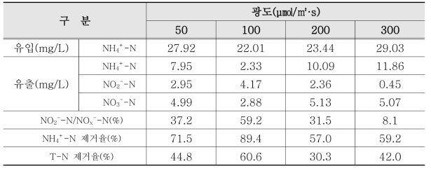 광도별 batch test 결과