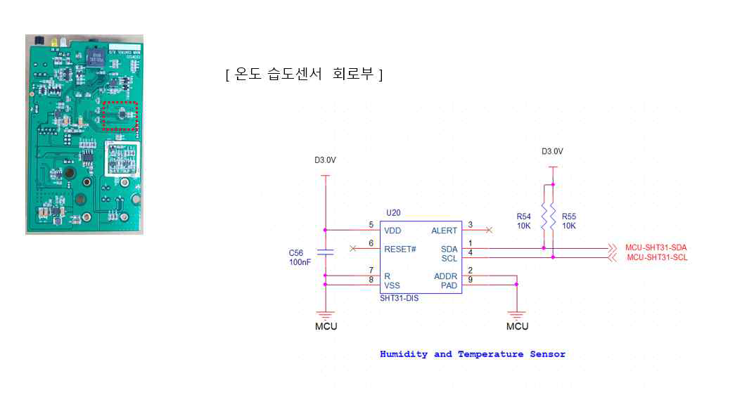 온도습도센서 회로부 결과물과 회로도