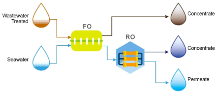 정삼투-역삼투 융합 공정 개념도