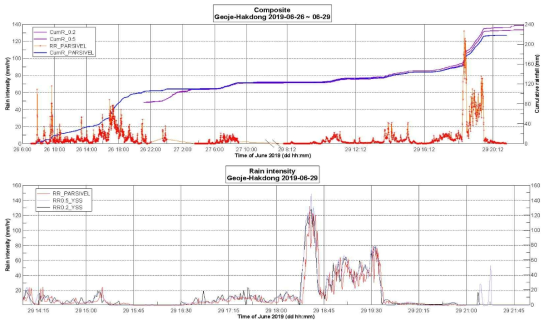 라.(4)-27. 거제 학동에서의 2019년 6월 26-29일 관측 자료(PARSIVEL)