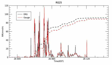 전파강수계와 강우량계 관측치 비교(RG 25)