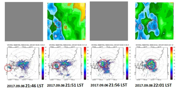 기상청 기상레이더와 선박용 소형 레이더의 강우 분포 비교 (2017년)