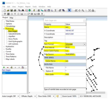 SWMM Simulation Options Rain Gage