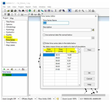 SWMM Simulation Options Time Series