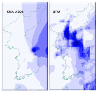 GPM 및 ASOS 강우(2015/08/24~08/26)