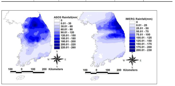 Spatial distribution of precipitation(July 1 to 4 2017)