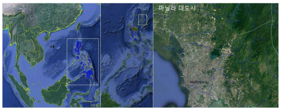 사업 유역(Google Earth + Global map)