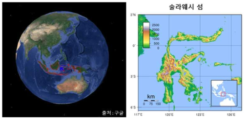 술라웨시 지역 위치도