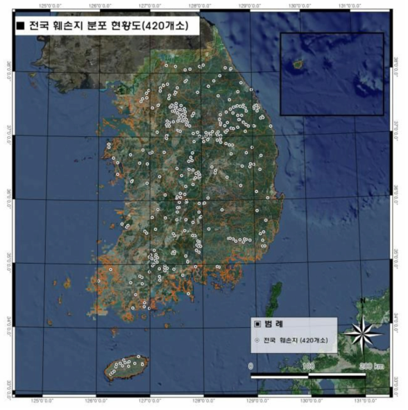 전국 최종 훼손지 분포현황(420개소)
