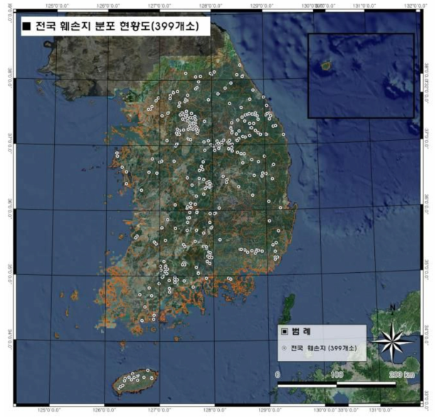 전국 훼손지 분포현황(399개소)
