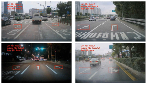 주행 차로 상황(방향) 인지 결과
