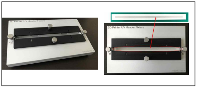 제작된 TALS Head Assembly Jig(좌) 및 Fiber Array Substrate 조립(우) 사진