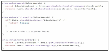 블록체인에서 chain과 block의 무결성 검증의 예