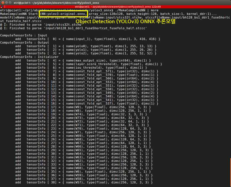 YOLOv3기반 Object Detection ONNX 추론 모델 AB9-Aiware Compile 결과 파일 생성